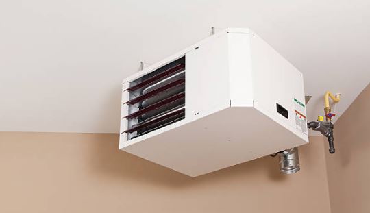 garage heater mounted in corner